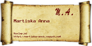 Martiska Anna névjegykártya